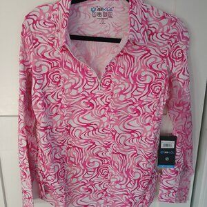 IBKUL Nylon Blend Long Sleeve Zip Polo